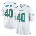 M.Dolphins #40 Willie Gay Jr. Player White Home Game Jdoa Stitched Jerseys