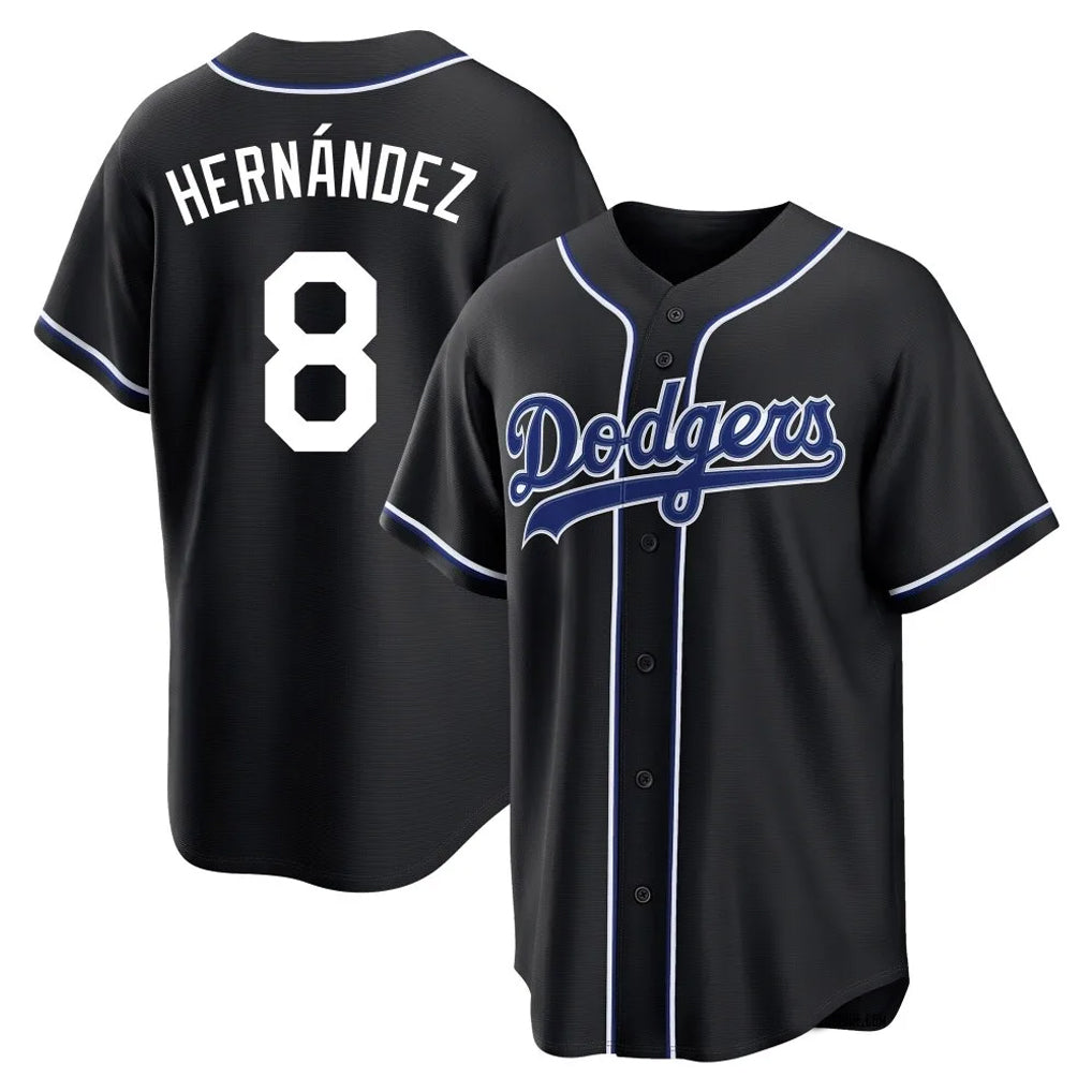 LA.Dodgers #8 Enrique Hern¨¢ndez Player Black Carbon Limited Home Jdoa Stitched Jerseys