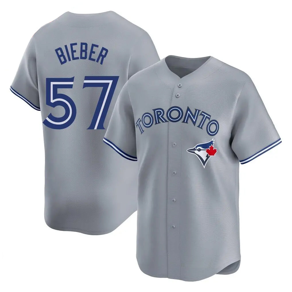 T.Blue Jays #57 Shane Bieber Player Gray Home Jdoa Stitched Jerseys