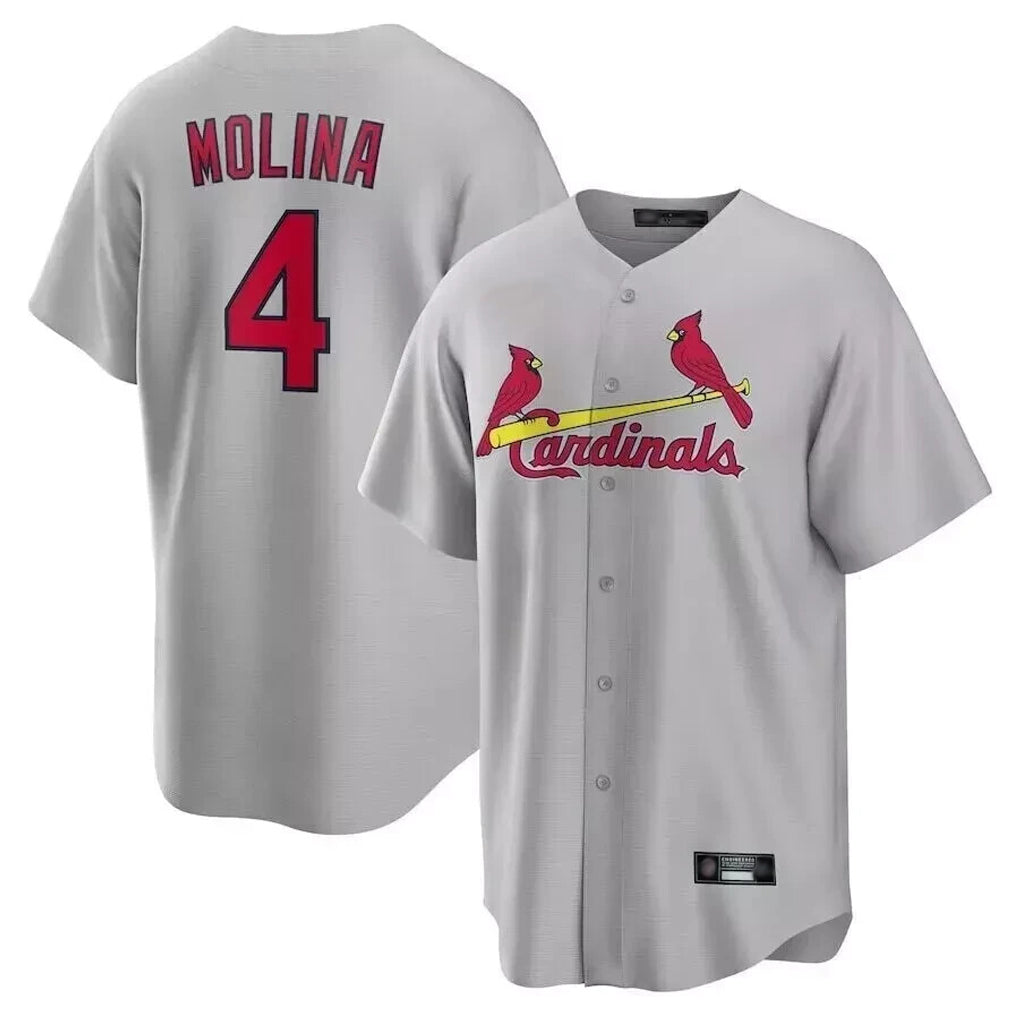 St. Louis Cardinals #4 Yadier Molina Player Gray Home Game Jdoa Stitched Jerseys