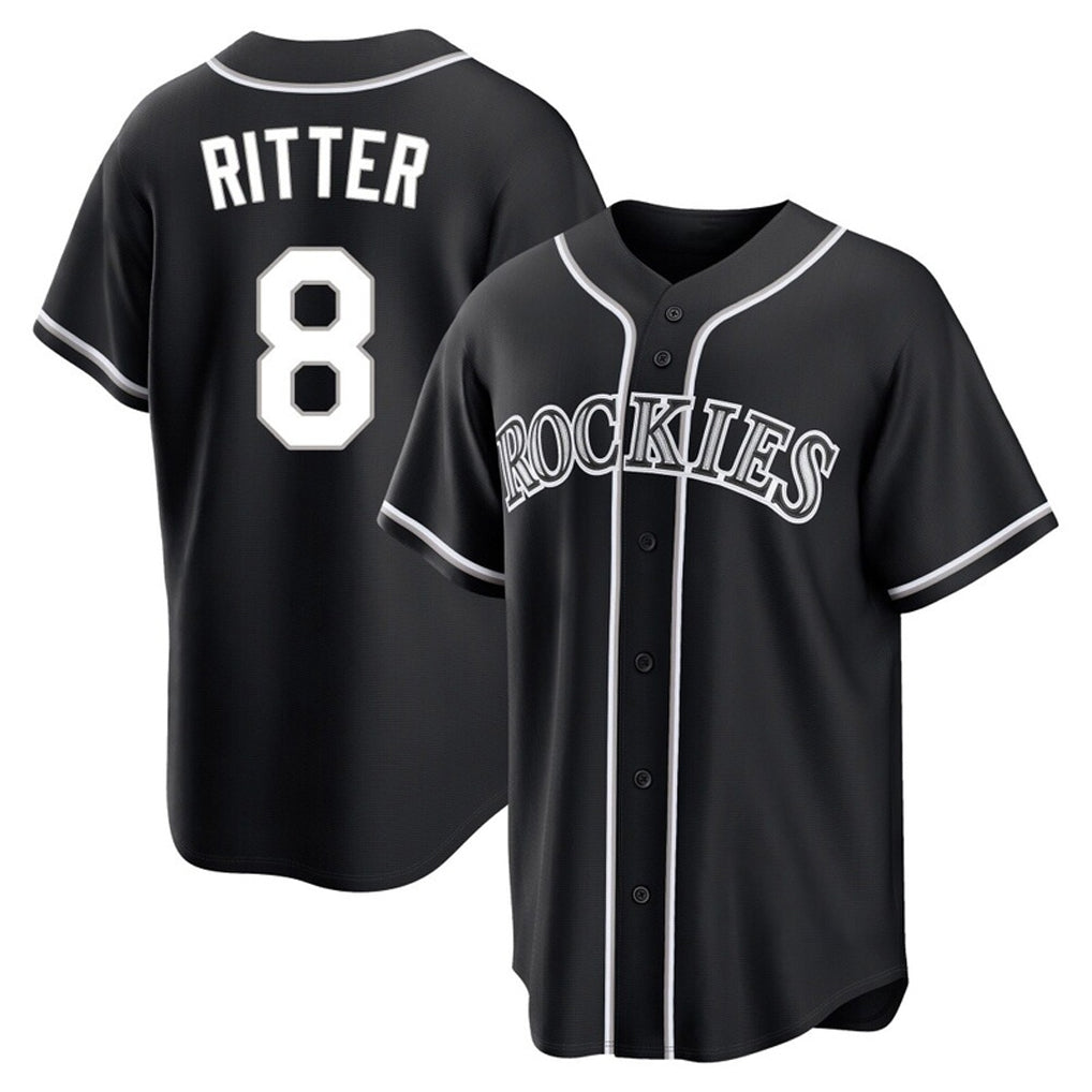 C.Rockies #8 Ryan Ritter Player Black Fashion Out Home Game Jdoa Stitched Jerseys