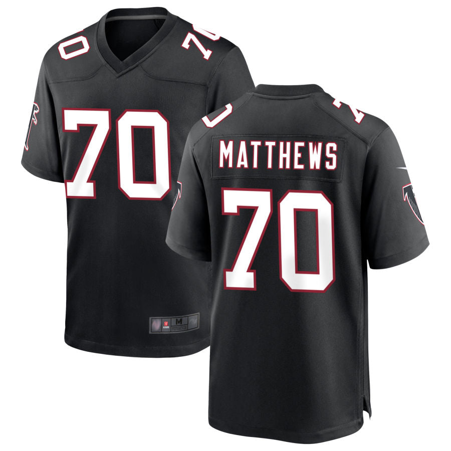 A.Falcons #70 Jake Matthews Player Black Throwback Game Jdoa Stitched Jerseys