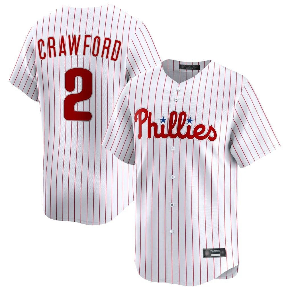 P.Phillies #2 Justin Crawford Player White Home Limited Jdoa Stitched Jerseys