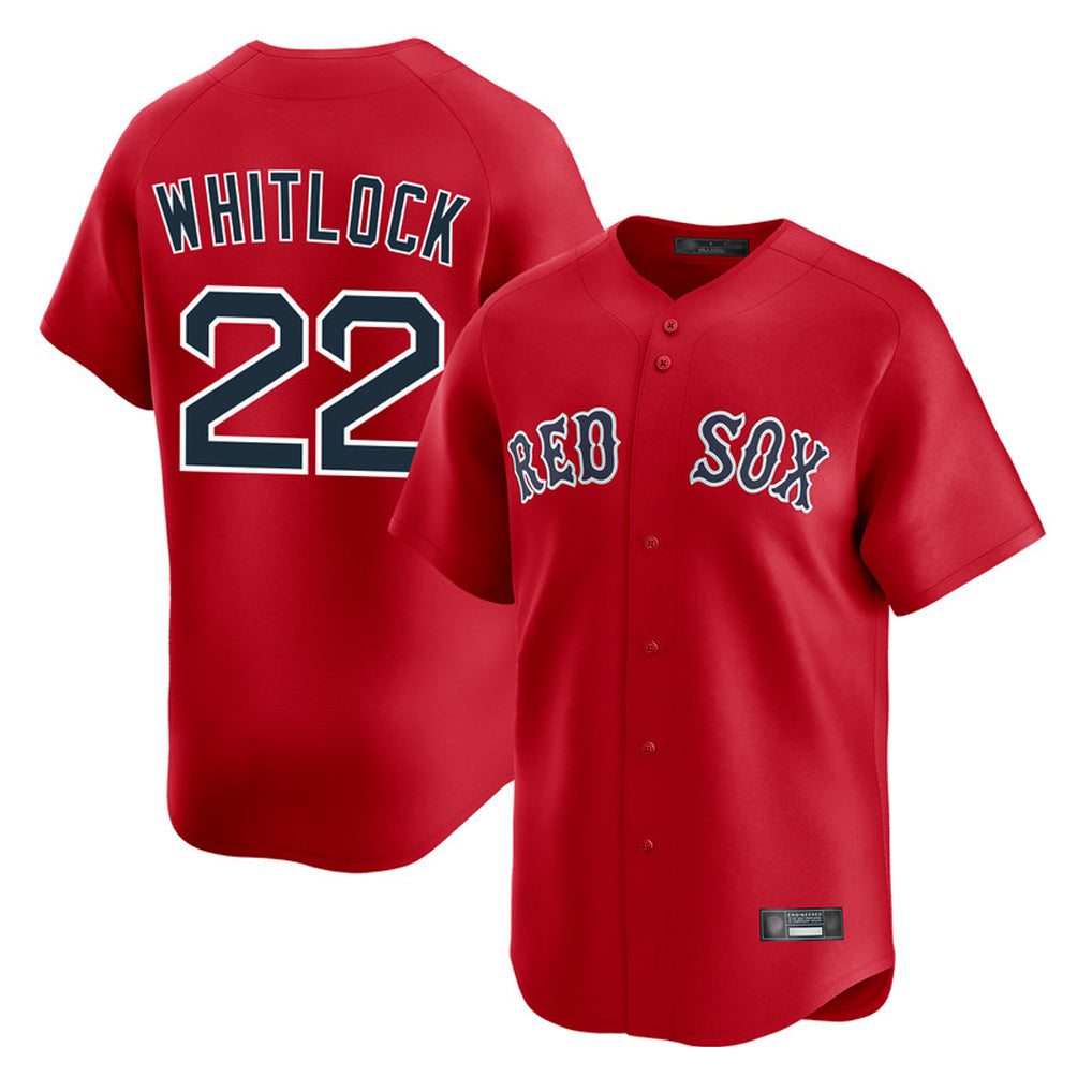 B.Red Sox #22 Garrett Whitlock Player Red Limited Home Game Jdoa Stitched Jerseys