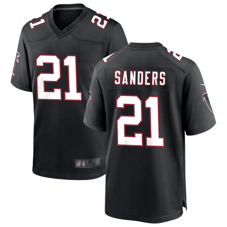 A.Falcons #21 Deion Sanders Player Black Throwback Limited Jdoa Stitched Jerseys