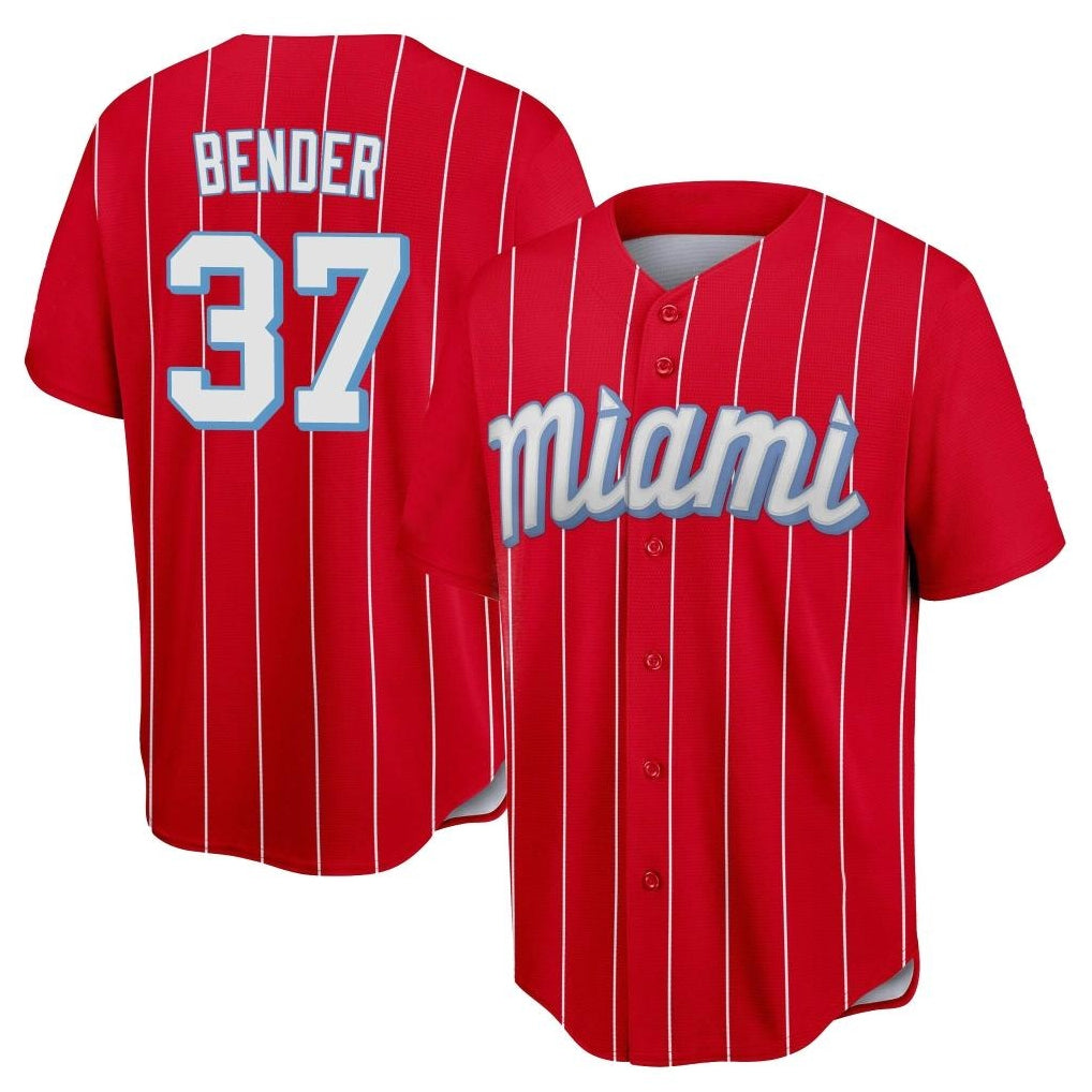 M.Marlins #37 Anthony Bender Player Red City Connect Home Game Jdoa Stitched Jerseys