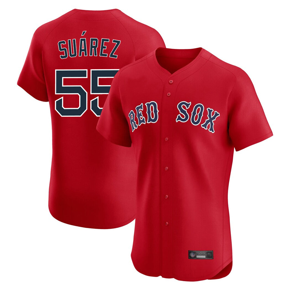 B.Red Sox #55 Ranger Su¨¢rez Player Red Limited Elite Home Game Jdoa Stitched Jerseys