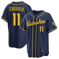 M.Brewers #11 Jackson Chourio Player Navy Home Stadium Game Jdoa Stitched Jerseys