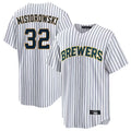 M.Brewers #32 Jacob Misiorowski Player White Stripes Home Game Jdoa Stitched Jerseys