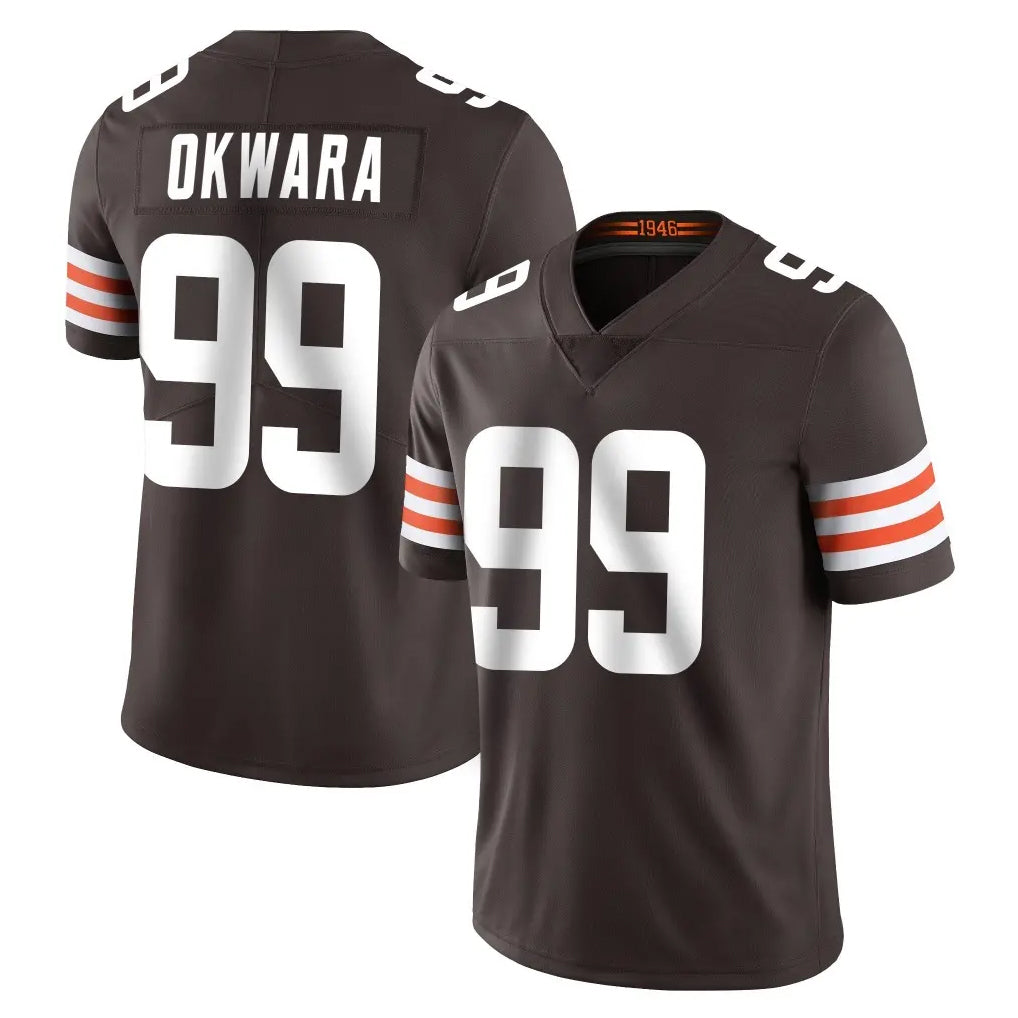 C.Browns #99 Julian Okwara Player Brown Color Vapor Untouchable Limited Home Game Jdoa Stitched Jerseys