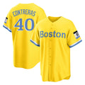 B.Red Sox #40 Willson Contreras Player Yellow Home Game Jdoa Stitched Jerseys