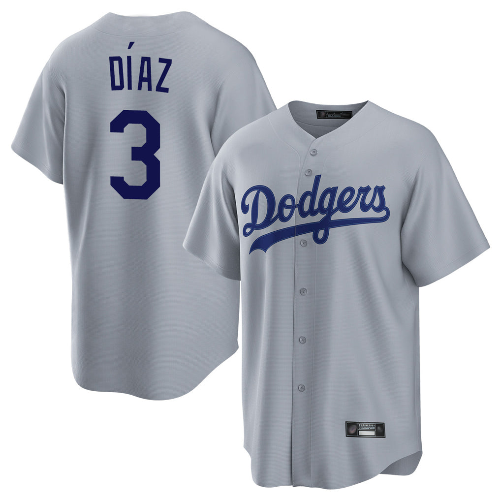 LA.Dodgers #3 Edwin D¨ªaz Player Gray Game Jdoa Stitched Jerseys