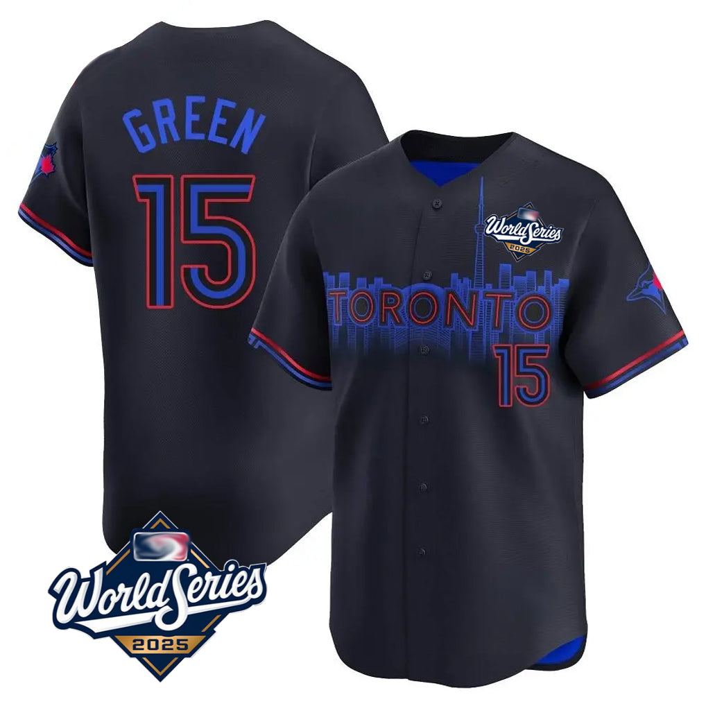 T.Blue Jays #15 Chad Green Player Black&Blue 2025 World Series City Connect Jdoa Stitched Jerseys