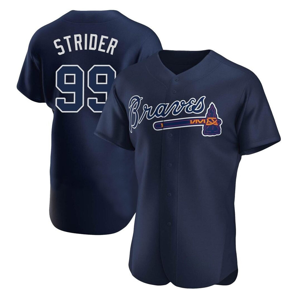 A.Braves #99 Spencer Strider Player Navy Alternate Limited Elite Home Game Jdoa Stitched Jerseys