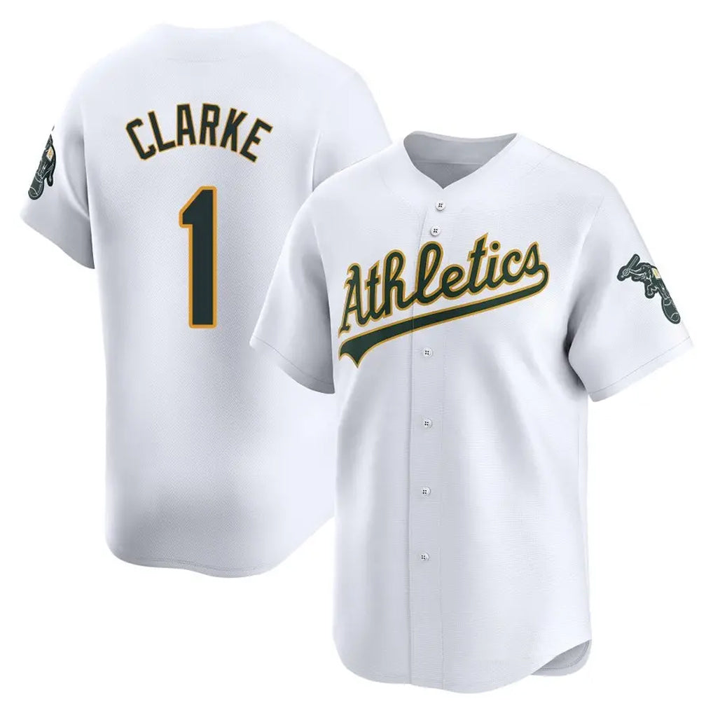 Athletics #1 Denzel Clarke Player White Limited Home Game Jdoa Stitched Jerseys