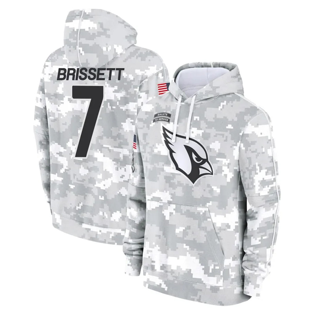 A.Cardinals #7 Jacoby Brissett Player Arctic Camo Limited Salute to Service Pullover Hoodies Game Jdoa Stitched Jerseys