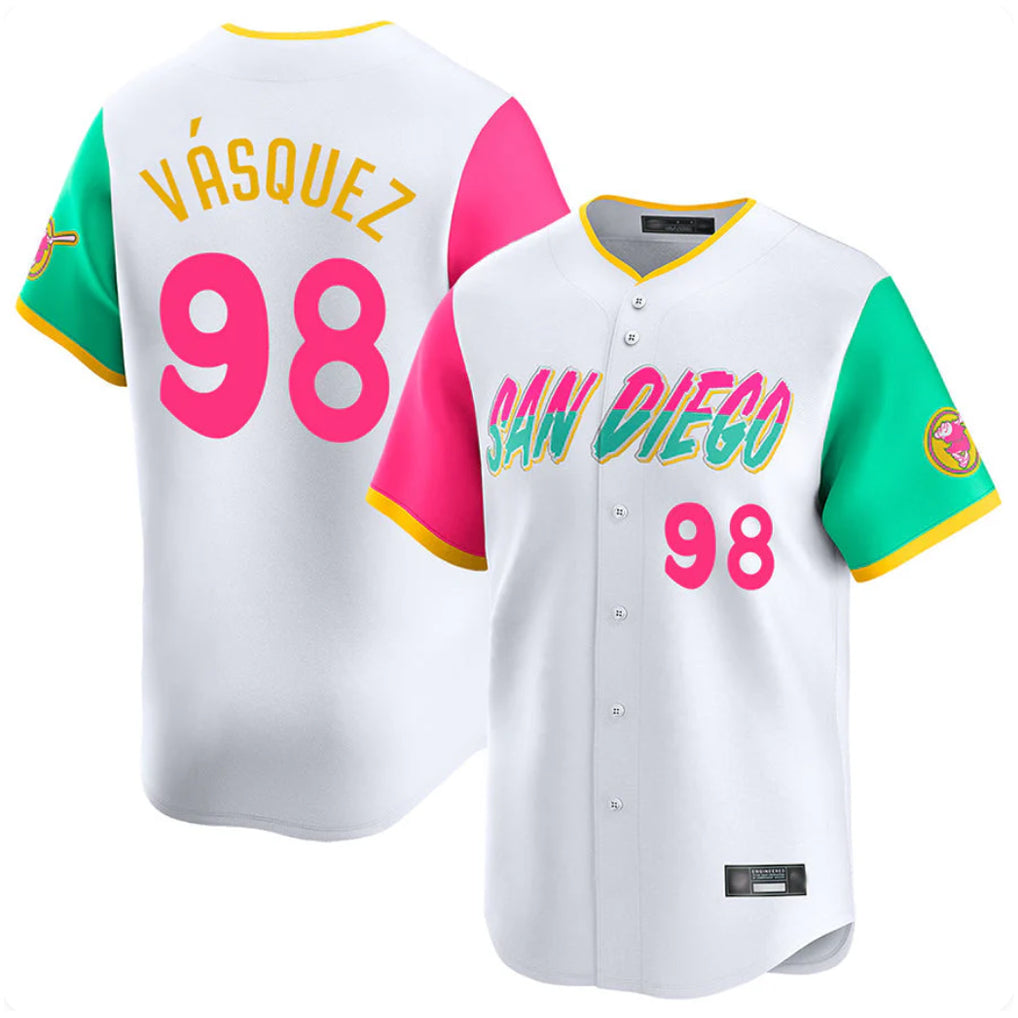 S.Diego Padres #98 Randy Vasquez Player White City Connect Home Limited Jdoa Stitched Jerseys