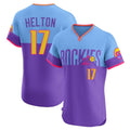 C.Rockies #17 Todd Helton Player Purple-Light Blue City Connect Limited Elite Home T-shirt Jdoa Stitched Jerseys