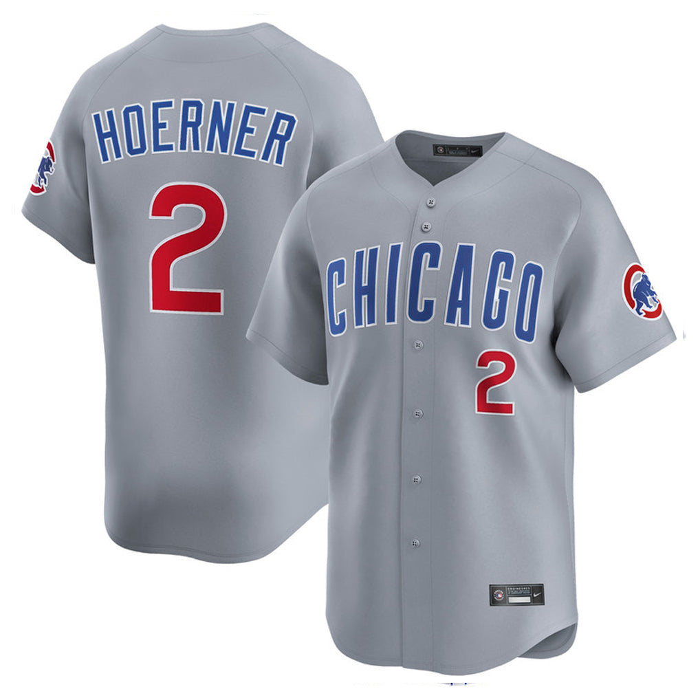 C.Cubs #2 Nico Hoerner Player Gray Road Limited Home Jdoa Stitched Jerseys