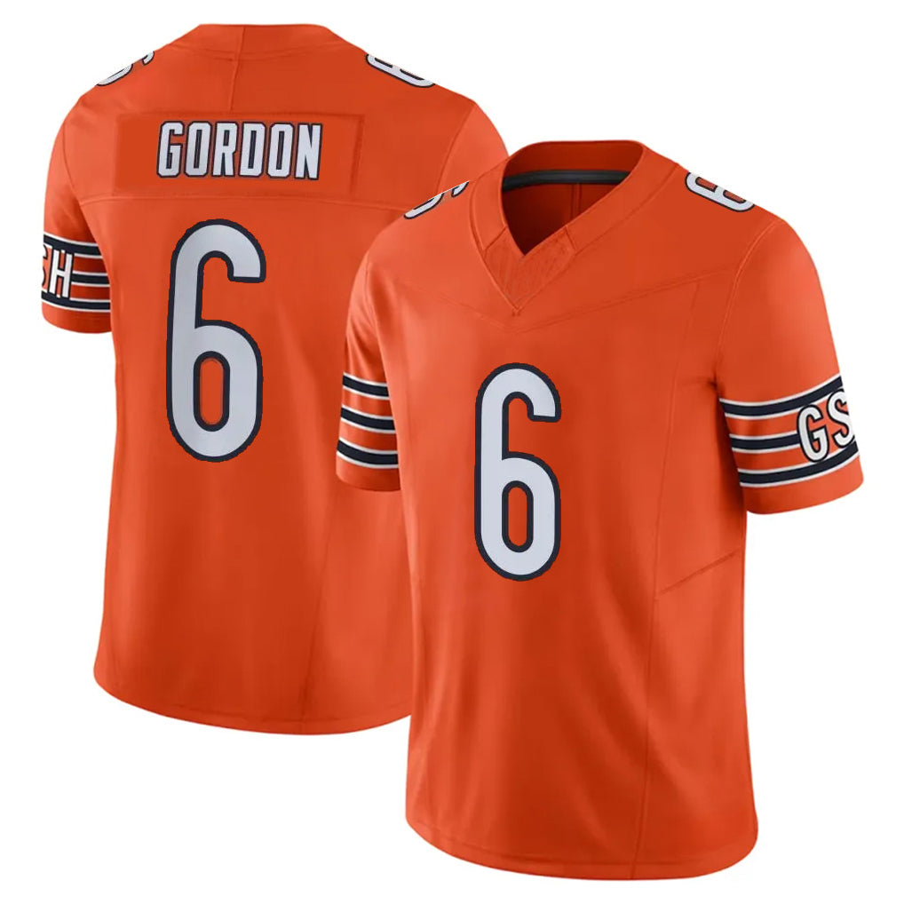 C.Bears #6 Kyler Gordon Player Orange Vapor F.U.S.E. Limited Home Game Jdoa Stitched Jerseys