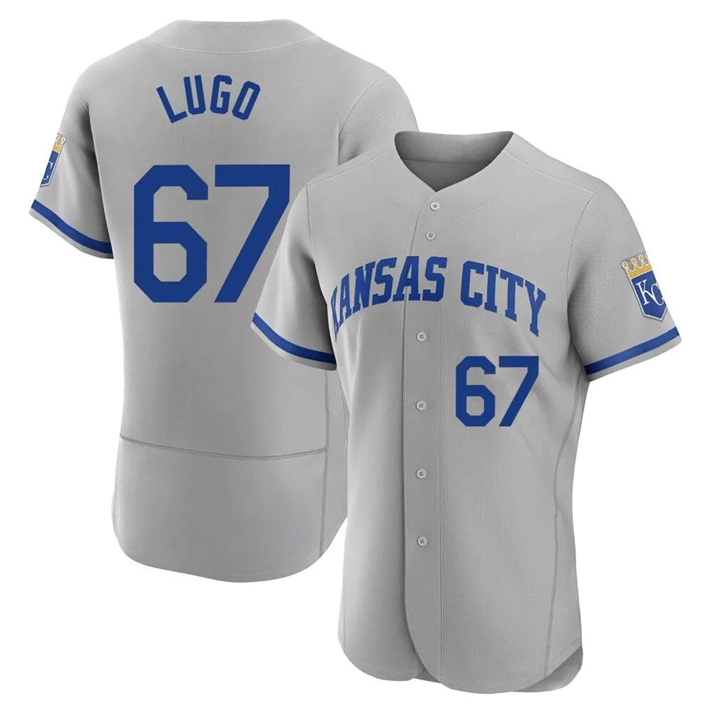 KC.Royals #67 Seth Lugo Player Gray Limited Elite Home Game Jdoa Stitched Jerseys