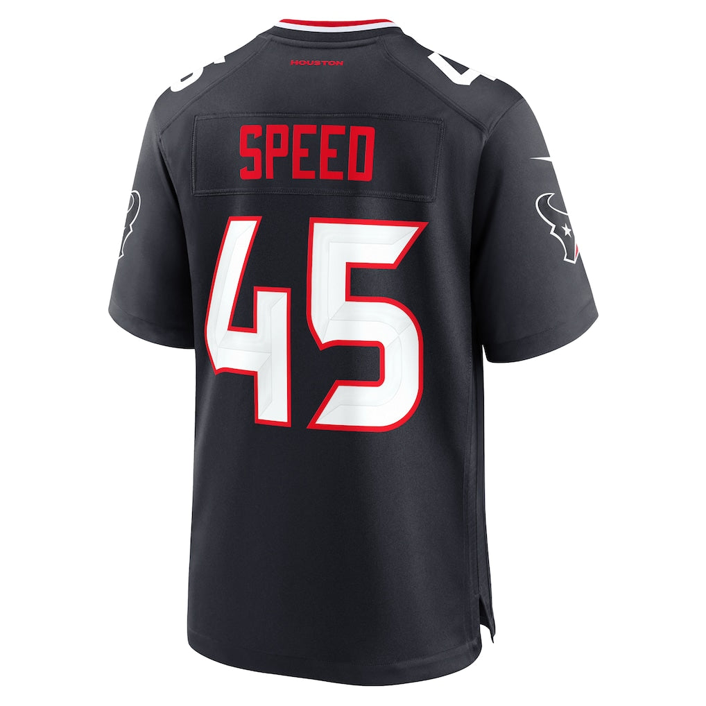 Jdoa H.Texans #45 E.J. Speed Navy Team Game Jersey