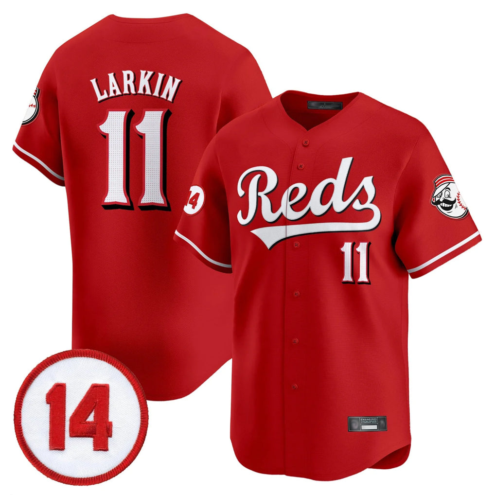 C.Reds #11 Barry Larkin Player Red Vapor Premier Limited Home Jdoa Stitched Jerseys