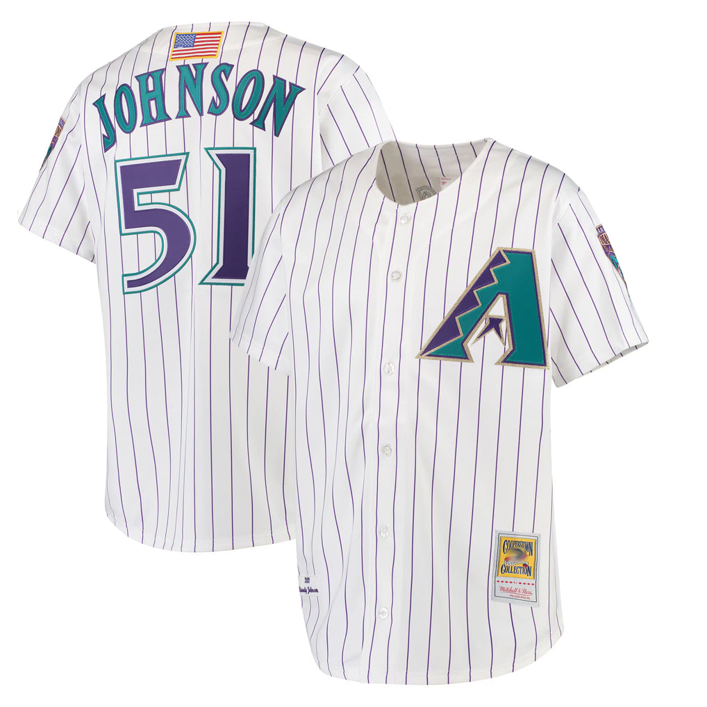 A.Diamondbacks #51 Randy Johnson Player White Mitchell & Ness Limited Home Jdoa Stitched Jerseys