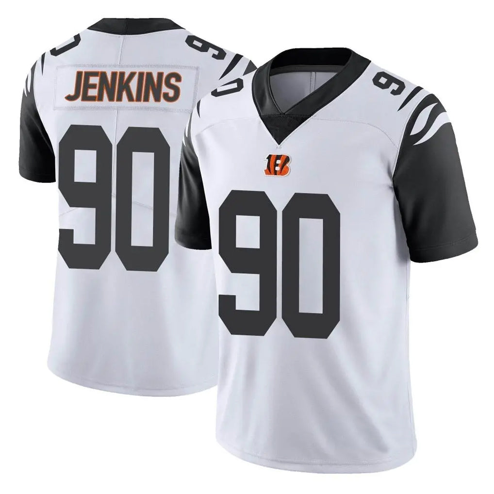 C.Bengals #90 Kris Jenkins Jr Player White Color Rush Vapor Untouchable Limted Home Game Jdoa Stitched Jerseys