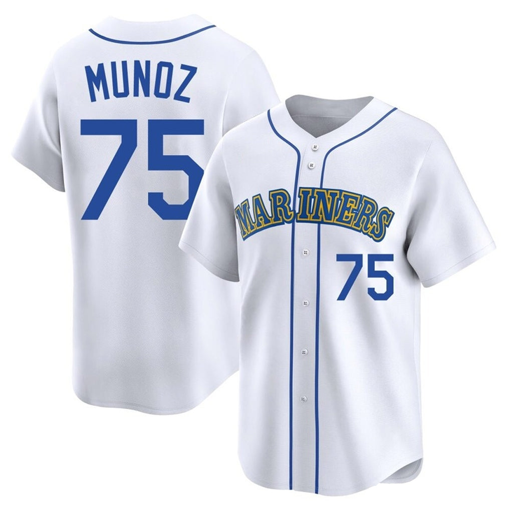 S.Mariners #75 Andres Munoz Player White Throwback Cooperstown Collection Home Limited Jdoa Stitched Jerseys