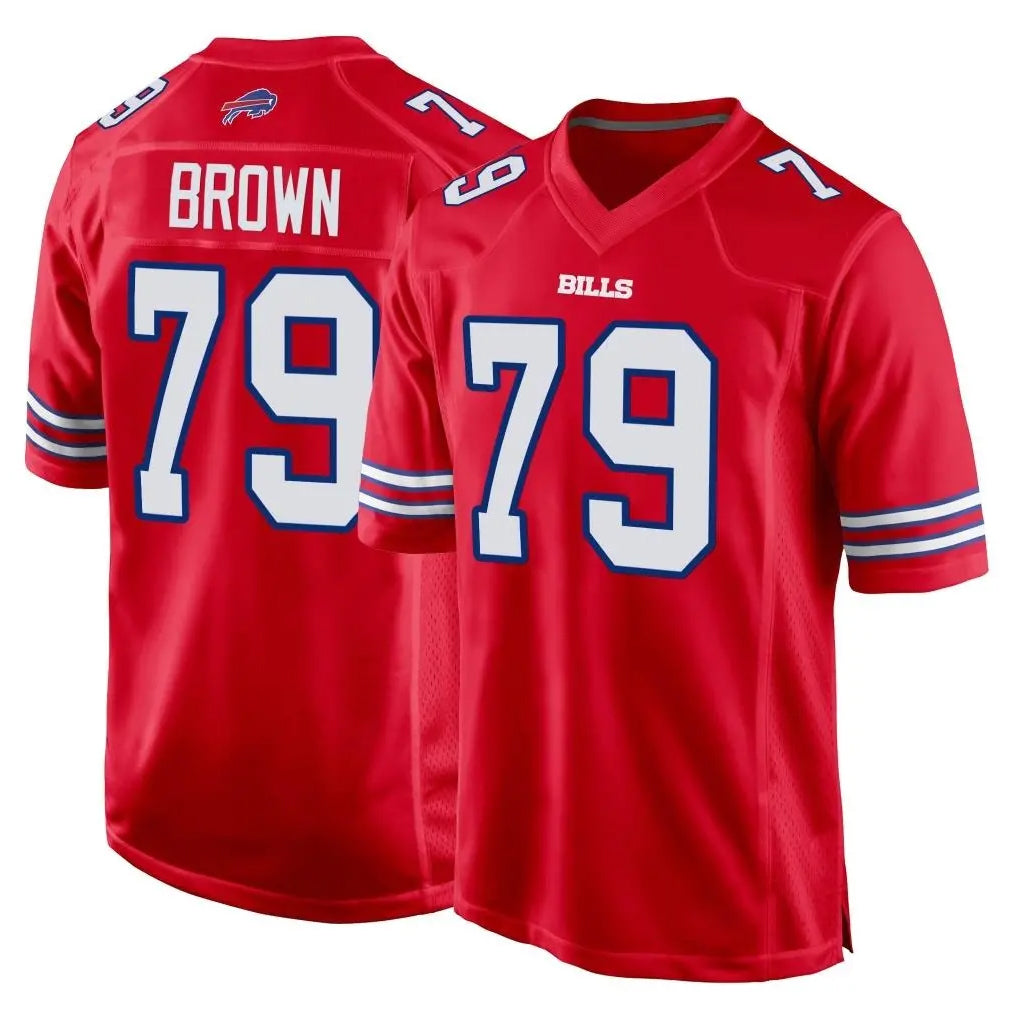 B.Bills #79 Spencer Brown Player Red Home Game Jdoa Stitched Jerseys