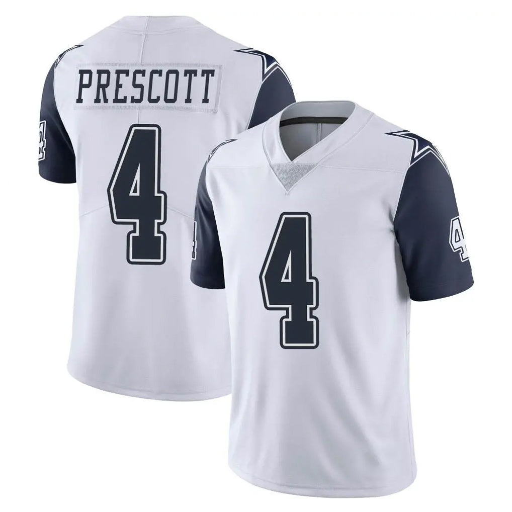D.Cowboys #4 Dak Prescott Player White-Navy Limited Color Rush Vapor Untouchable Home Game Jdoa Stitched Jerseys