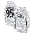 B.Ravens #95 Tavius Robinson Player Arctic Camo Salute to Service Pullover Hoodie Jdoa Stitched Jerseys
