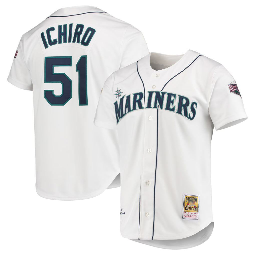 S.Mariners #51 Ichiro Suzuki Player White Mitchell & Ness All-Star Game Cooperstown Collection Authentic Limited Jdoa Stitched Jerseys