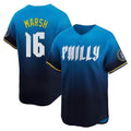 P.Phillies #16 Brandon Marsh Player Blue City Connect Home Limited Jdoa Stitched Jerseys