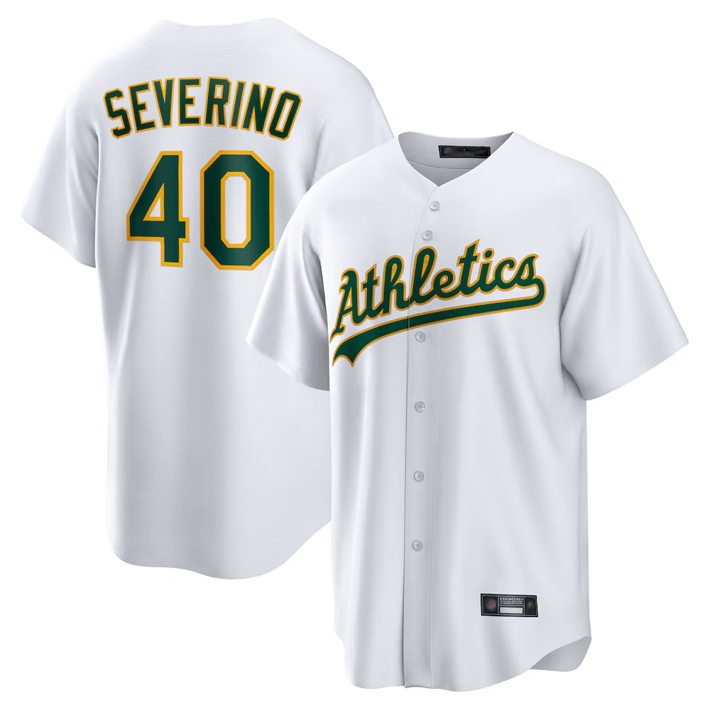 Athletics #40 Luis Severino Player White Home Game Jdoa Stitched Jerseys