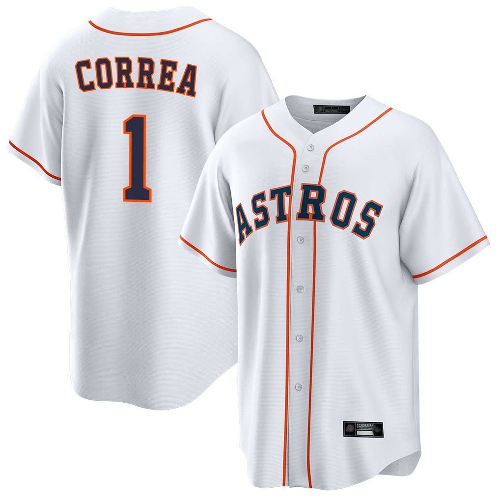 H.Astros #1 Carlos Correa Player White Home Game Jdoa Stitched Jerseys