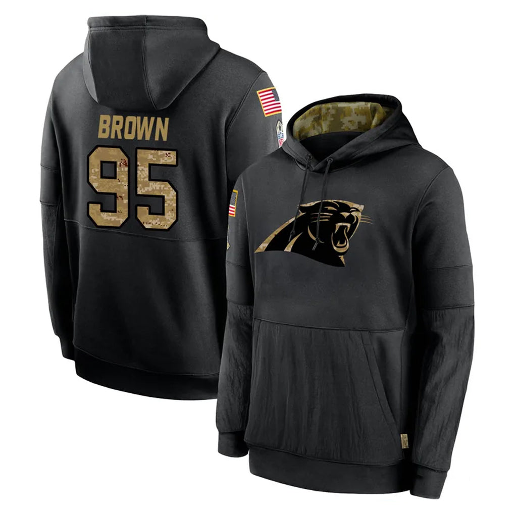 C.Panthers #95 Derrick Brown Player Black Salute to Service Pullover Hoodies Limited Game Jdoa Stitched Jerseys