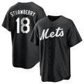 NY.Mets #18 Darryl Strawberry Player Black Home Game Jdoa Stitched Jerseys