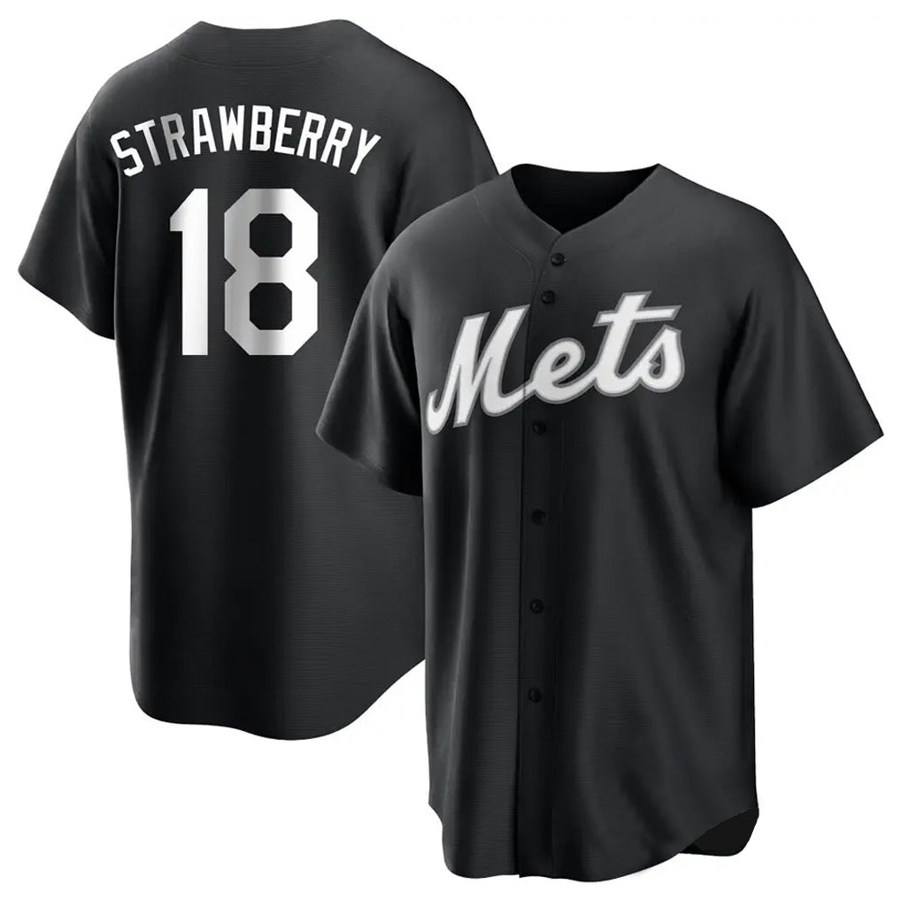 NY.Mets #18 Darryl Strawberry Player Black Home Game Jdoa Stitched Jerseys