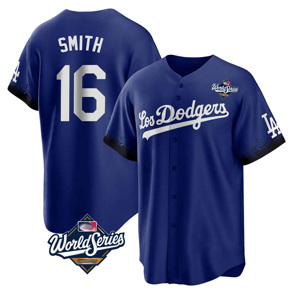 LA.Dodgers #16 Will Smith Player Royal World Series City Connect Home Game Jdoa Stitched Jerseys