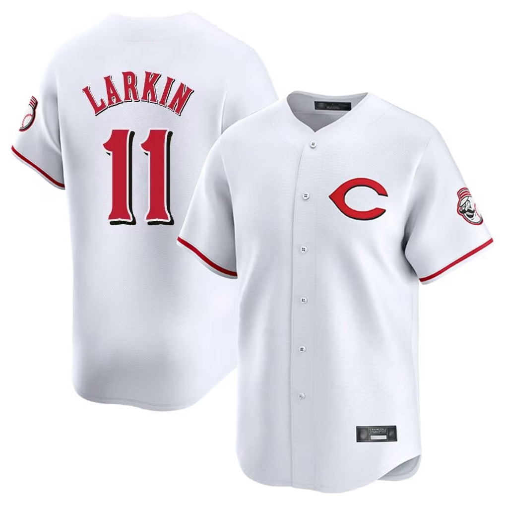 C.Reds #11 Barry Larkin Player White Limited Home Jdoa Stitched Jerseys