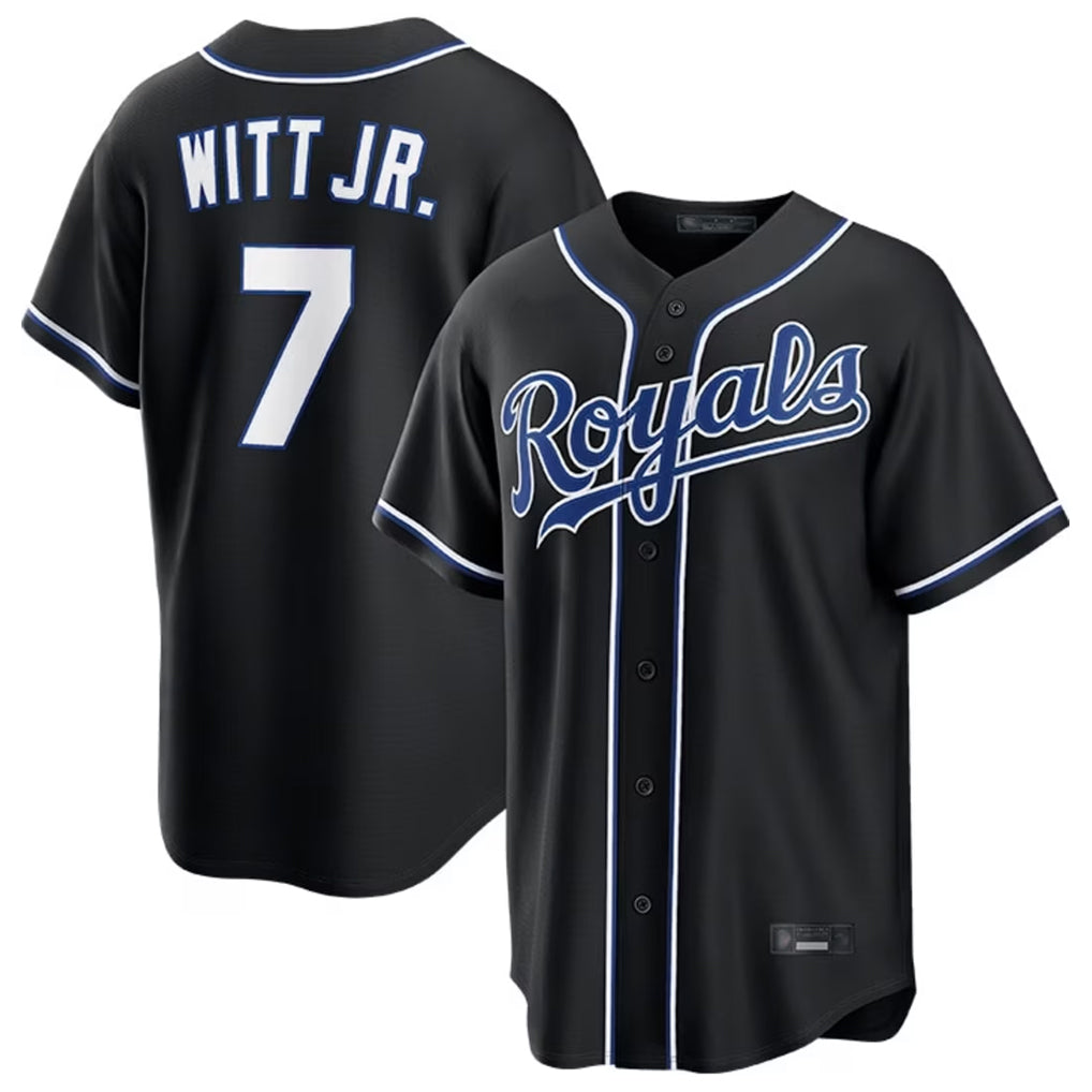 KC.Royals #7 Bobby Witt Jr. Player Black Carbon Fashion Home Game Jdoa Stitched Jerseys
