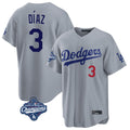 LA.Dodgers #3 Edwin D¨ªaz Player Gray World Series Meet Game Home Jdoa Stitched Jerseys