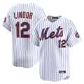 NY.Mets #12 Francisco Lindor Player White Home Limited Jdoa Stitched Jerseys
