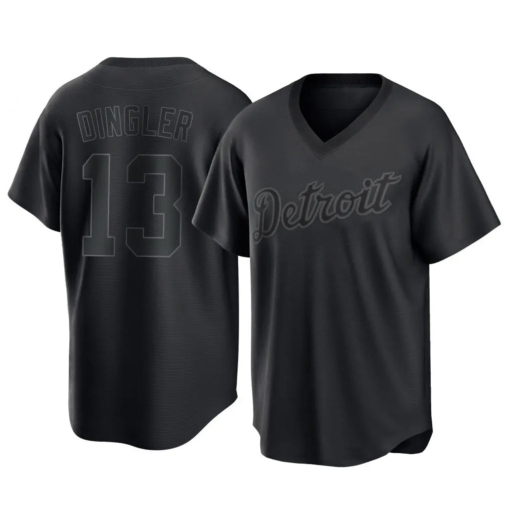 D.Tigers #13 Dillon Dingler Player Black T-shirt Home Game Jdoa Stitched Jerseys