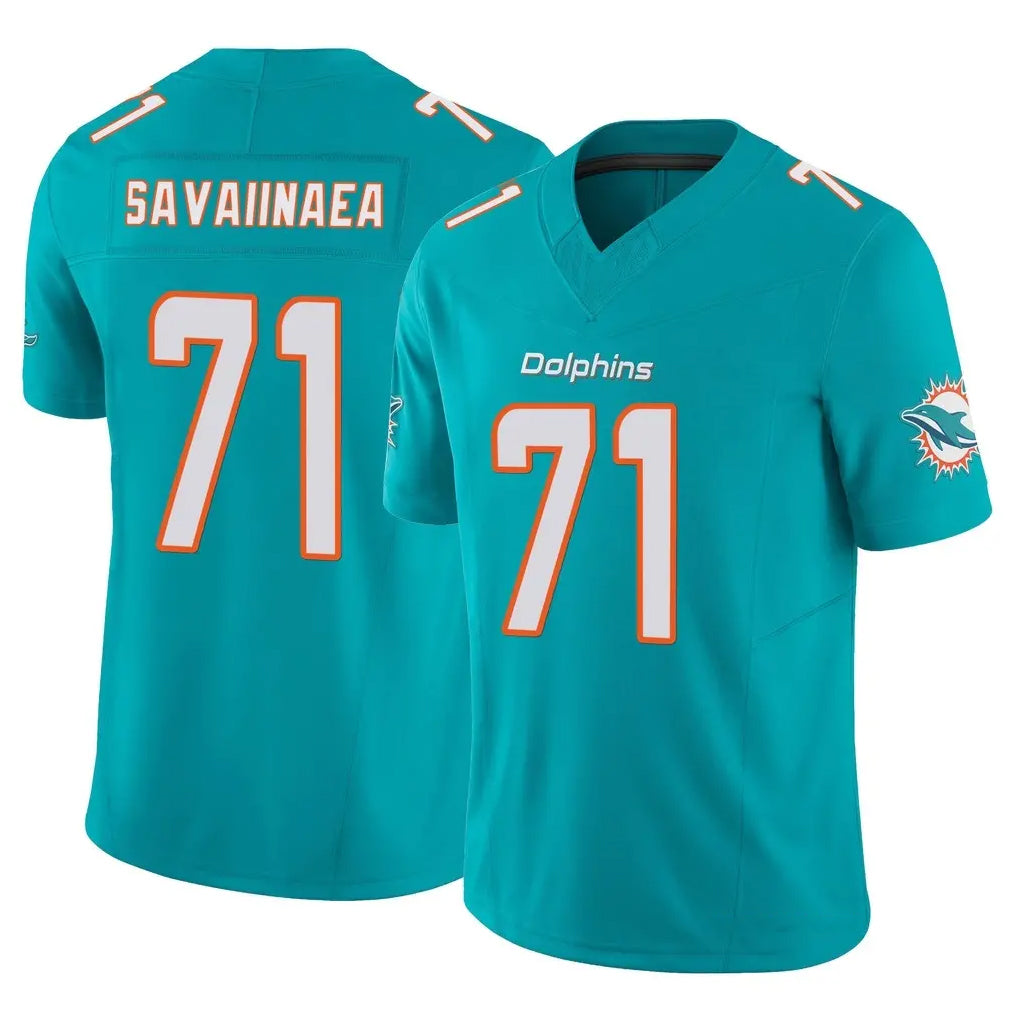 M.Dolphins #71 Jonah Savaiinaea Player Aqua Limited Vapor F.U.S.E. Home Game Jdoa Stitched Jerseys