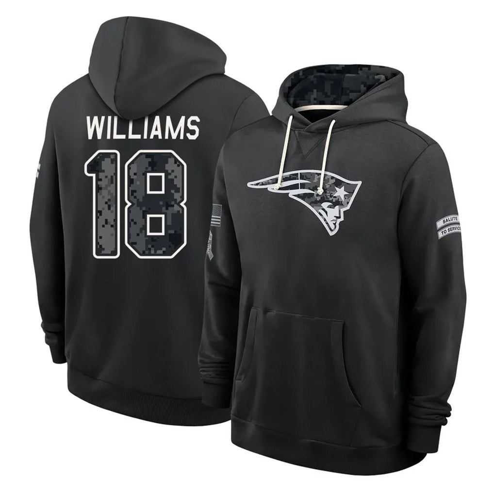 NE.Patriots #18 Kyle Williams Player 2026 Black Logo Pullover Hoodies Limited Game Jdoa Stitched Jerseys