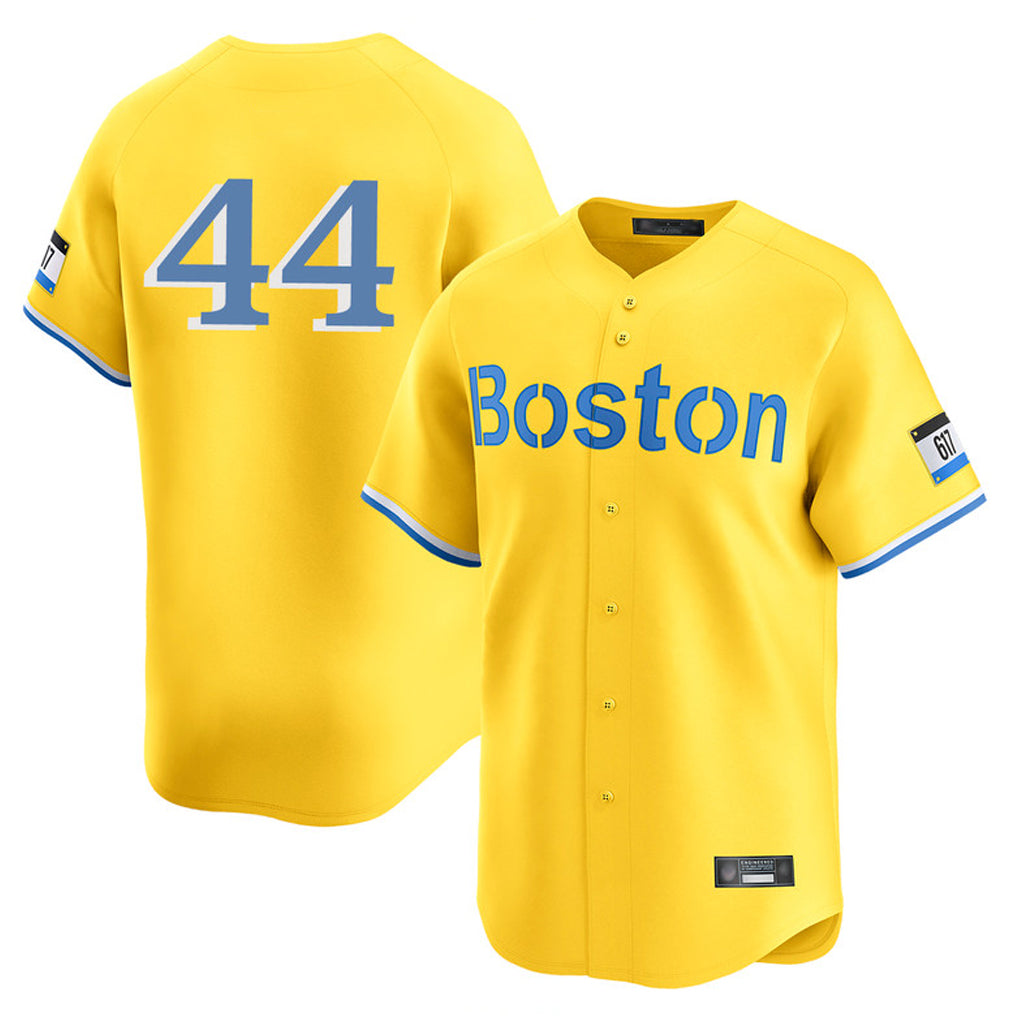 B.Red Sox #44 Aroldis Chapman Player Yellow Limited Home Game Jdoa Stitched Jerseys