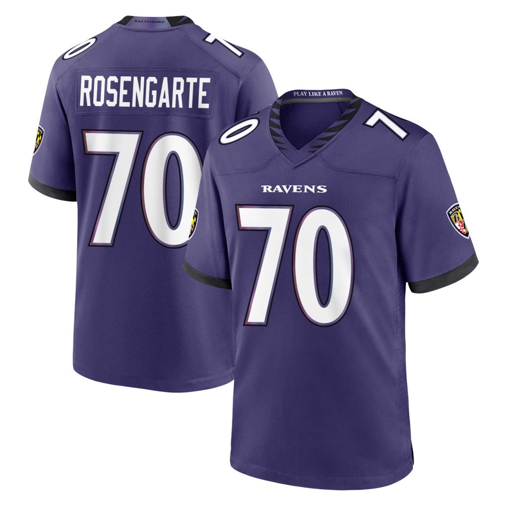 B.Ravens #70 Roger Rosengarten Player Purple Limited Home Game Jdoa Stitched Jerseys